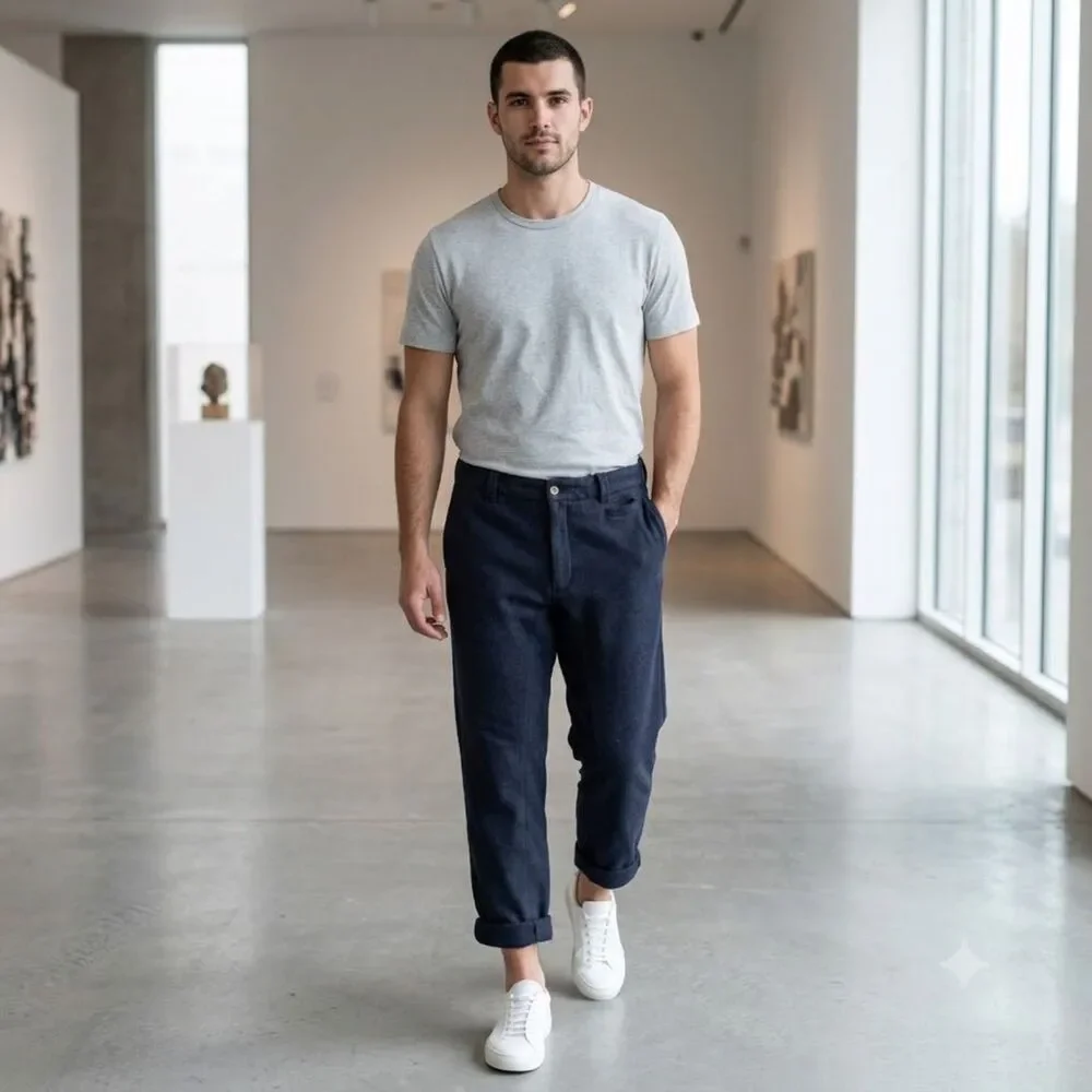 Rehab Second Sunday Men's Cropped Sweat Pants Navy Small Cuffed Lounge